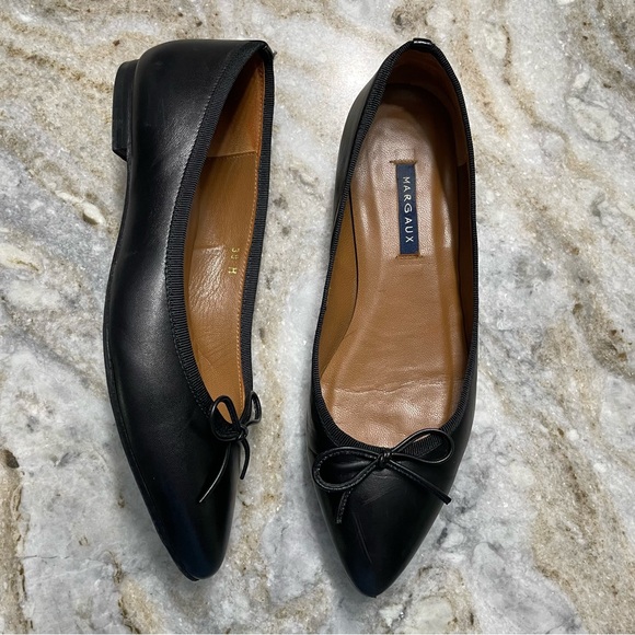 Margaux Shoes - Margaux “The Point” Black Nappa Leather Ballet Flats Size 39 US 8.5-9 Minimalist